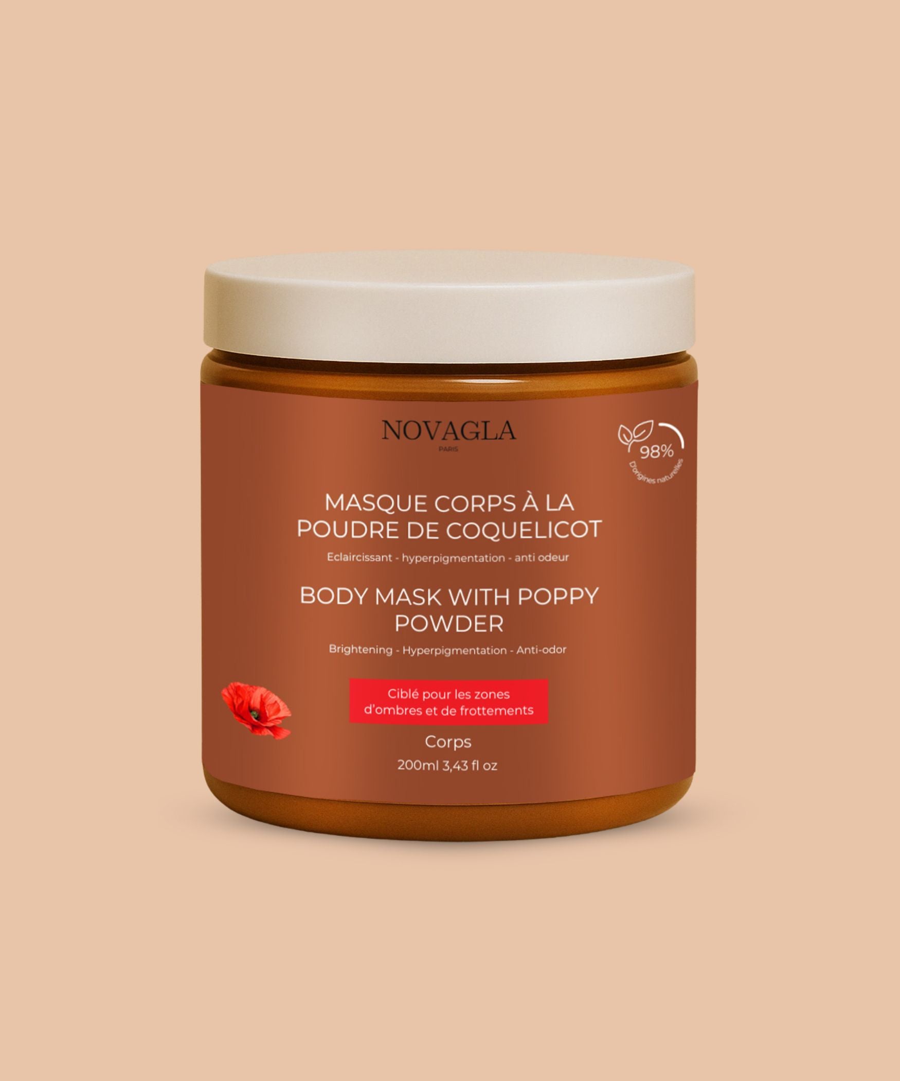 Masque Corps Anti-Tâche Anti Odeurs à la poudre de Coquelicot