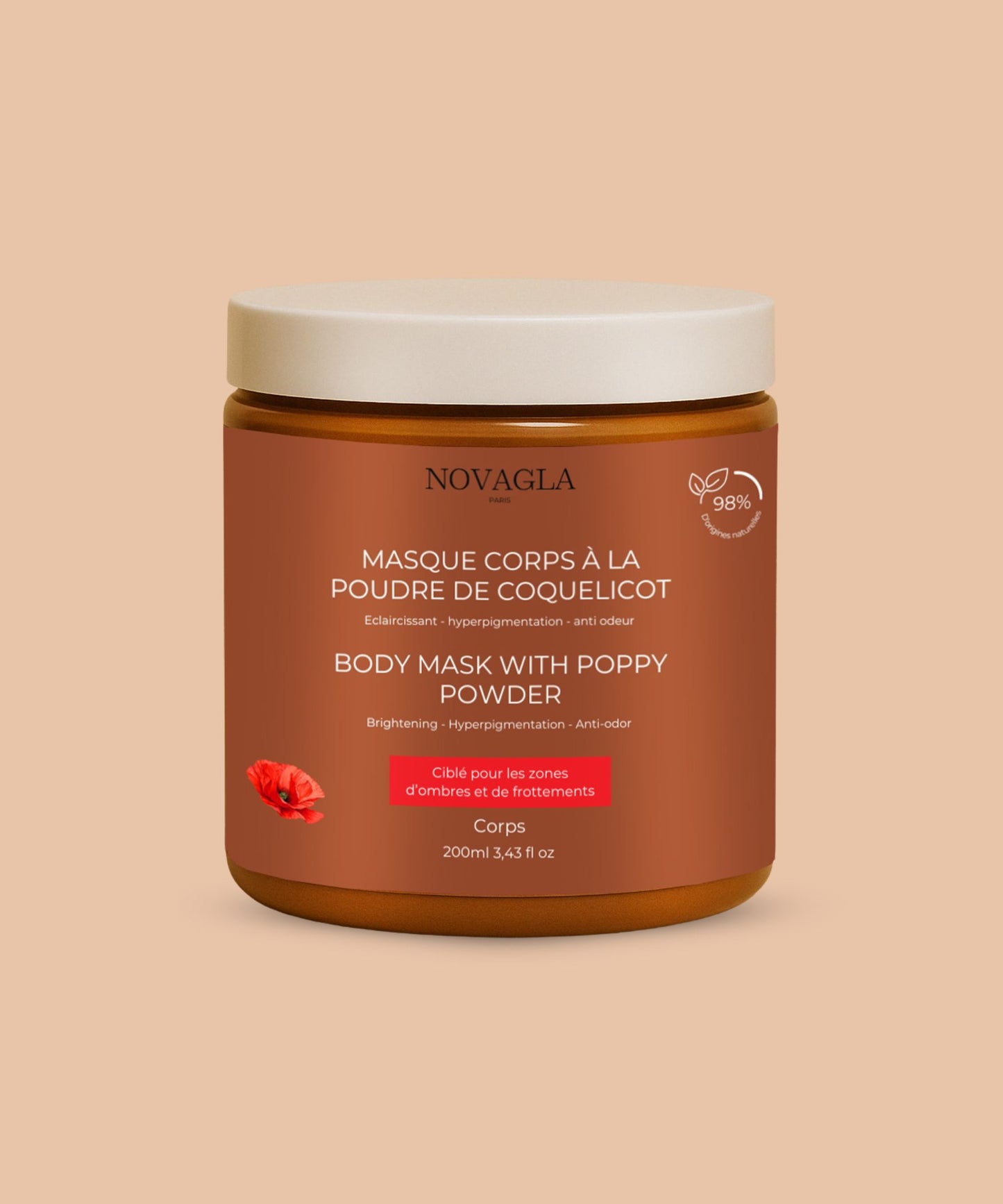 Masque Corps Anti-Tâche Anti Odeurs à la poudre de Coquelicot