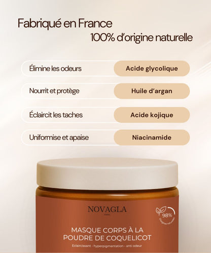 Masque Corps Anti-Tâche Anti Odeurs à la poudre de Coquelicot
